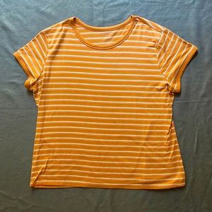 orange stripped tee